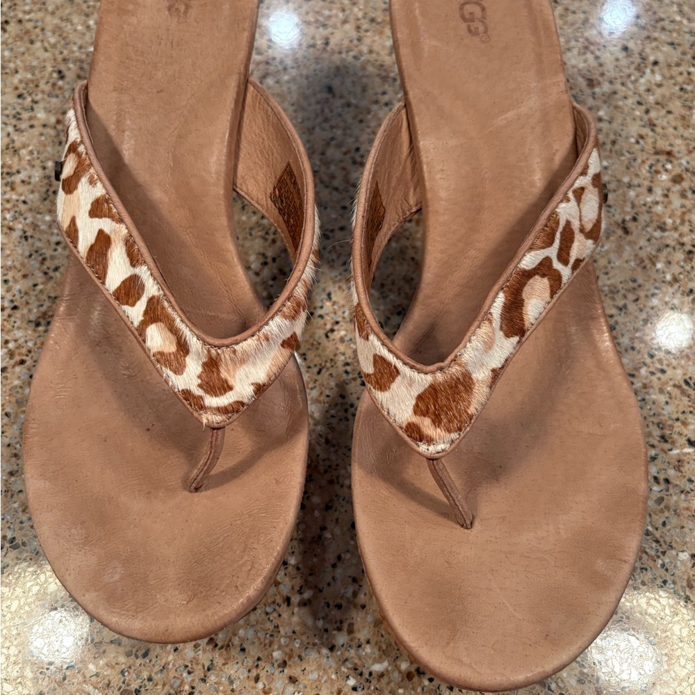 UGG Brand Leopard Print Tan Women's Sandals
